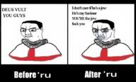 poltard bloodshot_eyes christian_cross christianity chud_(soybooru) clittycel crusade crying glasses hair incel judaism seething text variant:chudjak // 830x500 // 196.7KB
