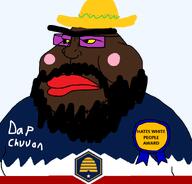 angry anti_white award beaner beard black_skin blush closed_mouth clothes dap_chhuon(user) flag:utah glasses hat latino latinx mexico purple_glasses sombrero soyjak text unibrow utah variant:meximutt wetback // 888x849 // 48.5KB