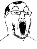 balding glasses hair open_mouth soyjak stubble subvariant:chudjak_soy variant:chudjak // 480x640 // 65.6KB