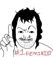 feminist finger hair kurtis_conner mustache pointing shirt_with_words smug variant:unknown white_skin // 8811x9432 // 574.9KB