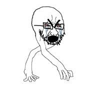 bald bloodshot_eyes crying eyebrows full_body leg nose open_mouth seething selfish_little_fuck stubble thick_eyebrows variant:cryboy_soyjak variant:soyak walking // 800x800 // 97.0KB