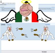 3soyjaks angel angry blood bloodshot_eyes brown_skin clenched_teeth closed_eyes clothes ear fat flag flag:mexico full_body glasses hair halo hand imperator_(user) its_over leg lips mexico meximutt nosebleed obese poop red_eyes satoko_houjou(namefag) shitflinging soybooru soyjak stubble subvariant:feralrage swiftyfifty_(nametroon) text throwing variant:feraljak variant:meximutt vein wing yellow_teeth // 2000x1926 // 772.1KB