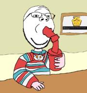 arm chris-chan cup drawn_background drinking_straw frame glasses hand medallion reddit reddit_gold redditard snoo soyjak stubble subvariant:gapestraw_of_fail subvariant:wholesome_soyjak sweater table text variant:gapejak // 1030x1100 // 170.0KB