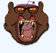 beard black_skin brown_skin ear fat glasses jewish_nose lips mutt open_mouth orange_eyes purple_hair reddit snoo stubble tongue tranny variant:brandon variant:meximutt variant:monkeyjak yellow_sclera yellow_teeth // 1668x1590 // 76.5KB