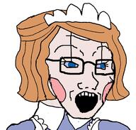 blue_eyes clothes emmy_the_robot glasses maid nandroid open_mouth robot soyjak stubble variant:soyak yellow_hair // 1576x1500 // 115.7KB