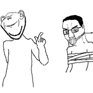 2soyjaks animated arm bondage chair closed_eyes closed_mouth glasses hair hand smile soyjak variant:chudjak variant:impish_soyak_ears // 544x416 // 17.7KB