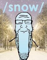 bald blue calm closed_eyes closed_mouth irl_background smile snow variant:markiplier_soyjak winter // 243x310 // 24.2KB