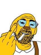 dog glasses janny looking_at_you middle_finger smile vape variant:daedaluson yellow_skin // 472x629 // 20.2KB