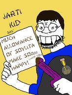 asian clothes dildo full_body glasses half_open_mouth holding_dildo holding_object jake jakparty_soy medal nsfw poop soyjak stubble teeth template text variant:soykio_kid // 989x1293 // 121.4KB