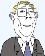 blue_eyes cleft_chin clothes ear eyebrows glasses hair necktie shaved smile suit trend:aryan variant:protestantjak yellow_hair // 726x888 // 22.8KB