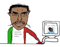 argentina arm black_skin brown_skin button closed_mouth computer finger flag glasses hair hand hanging italy lips mustache nose open_mouth rope soybooru subvariant:pol_face text tongue variant:bernd variant:chudjak variant:feraljak // 867x681 // 138.8KB