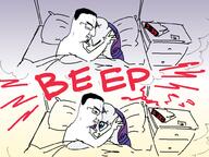 alarm alarm_clock animal arm bed beep cartoon closed_eyes closed_mouth glasses hand horse hugging love my_little_pony pillow pony rarity_(my_little_pony) sleeping smile text variant:chudjak // 1000x750 // 182.9KB