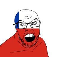 angry bald chile country flag glasses looking_at_you open_mouth soyjak stubble variant:feraljak // 1500x1500 // 22.0KB