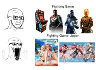 2soyjaks angry arcade arm big_eyes bikini bridget_(guilty_gear) cape closed_mouth clothes dc_comics dead_or_alive ear eyebrows female flag flag:transgender_pride_flag flame frown full_body glasses guilty_gear hair hand hands_up hat injustice injustice_2 japan mask mortal_kombat ninja open_mouth place_japan poison_(final_fight) pool raiden scorpion skull soyjak stretched_mouth stubble sub-zero subvariant:soyak_(irritated) subvariant:wewjak superhero superman swimsuit teeth text thing_japanese tranny trans variant:soyak video_game white_background white_skin yo-yo // 1736x1260 // 1.9MB