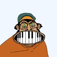 88_teeth big_mouth brown_skin clenched_teeth closed_mouth clothes ear hair hat looney_tunes piano soyjak variant:feraljak villain // 1024x1024 // 28.8KB