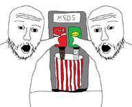 2soyjaks arm coca_cola coke cup fountain hand lemon lime meds open_mouth pointing soyjak sprite sproke stubble text variant:two_pointing_soyjaks // 1045x849 // 222.6KB