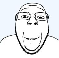 front_facing glasses merge smile soyjak stubble subvariant:wholesome_soyjak variant:bernd variant:gapejak // 1160x1125 // 57.4KB