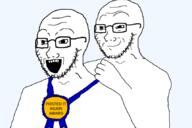 2soyjaks arm award badge barack_obama closed_mouth glasses grin hand holding_award holding_object meme open_mouth posted_it_again_award smile smirk stubble subvariant:soyak_(smug) template text transparent_background variant:soyak // 860x573 // 88.1KB