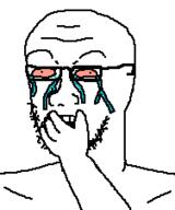 bloodshot_eyes crying glasses hand open_mouth soyjak stubble variant:unknown // 188x225 // 4.8KB