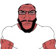 angry beard buff glasses muscles muscular_male punisher_face red_skin soyjak subvariant:muscular_chud subvariant:science_lover template variant:chudjak variant:markiplier_soyjak // 1059x929 // 296.0KB