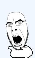 angry animated arm dance dancing_swede full_body glasses open_mouth soyjak stubble variant:cobson // 303x500 // 32.1KB