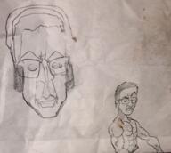 2soyjaks buff closed_eyes closed_mouth ear glasses hair headphones redraw soyjak subvariant:chudjak_front traditional_media variant:chudjak // 822x738 // 566.0KB