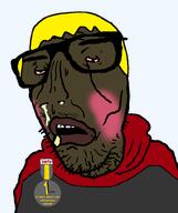 badge bloodshot_eyes blush brown_skin glasses gray_shirt hair half_open_mouth moustache mucus nate nate_higger's_distant_cousin_(cape_rrackers) natejak nigger runny_nose small_eyes soyjak soyjak_party stubble subvariant:euromutt subvariant:hunky_twink_sex_machine transparent_background variant:markiplier_soyjak wrinkles yellow_hair // 680x812 // 43.1KB