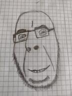 closed_mouth drawing glasses irl redraw smile soyjak stubble variant:cobson // 3000x4000 // 2.6MB