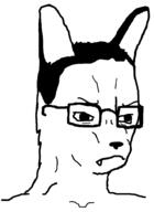 angry canine closed_mouth ear fangs fox furry glasses hair soyjak variant:chudjak // 680x934 // 6.7KB