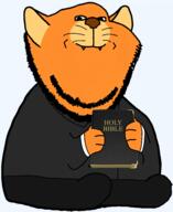 animal arm bible book cat christianity closed_mouth clothes ear furry garf_(user) garfield hair hand holding_object holy_bible leg smile soyjak stubble subvariant:impdrink teeth transparent_background variant:impish_soyak_ears // 2549x3117 // 867.5KB