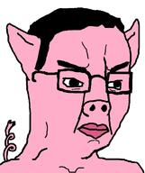 angry animal closed_mouth ear glasses hair pig pink_skin soyjak tail variant:chudjak // 645x770 // 16.9KB