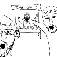 3soyjaks arm clothes doctor dr_sprokeberg ear ear_surgery glasses hand holding_object open_mouth pointing soyjak stubble surgery text variant:markiplier_soyjak variant:two_pointing_soyjaks // 1360x1076 // 35.4KB