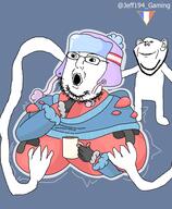 2soyjaks breasts clothes cold countryhuman ear flag france full_body glasses hand hat jeff194_gaming norway open_mouth polandball red_skin smile soyjak stubble text variant:impish_soyak_ears variant:norwegian // 1580x1920 // 428.4KB