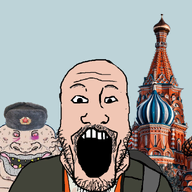 bald_and_bankrupt cathedral communism hammer_and_sickle hat_ornament open_mouth russia soyjak st_basils_cathedral star_(symbol) star_hat_ornament stubble variant:markiplier_soyjak white_skin youtube // 870x777 // 533.9KB