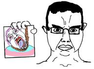 2soyjaks angry bloodshot_eyes clothes crying ear flag glasses hair hand hanging holding_object mustache open_mouth paper purple_hair rope soyjak stubble subvariant:chudjak_front suicide tongue tranny variant:bernd variant:chudjak yellow_teeth // 786x575 // 187.1KB