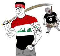 armband blue_eyes buff clock eyes_like_the_o-o-cean flag:iraq headband holding_sword iraq iraq_civil_war isis jihadist military_uniform popular_mobilization_forces rope shia sword tranny variant:chudjak // 637x599 // 336.1KB
