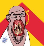 angry animal british distorted ear england flag flag:staffordshire flower glasses hair irl lion open_mouth plant rope rotten_teeth soyjak staffordshire stubble teeth united_kingdom variant:feraljak white_skin yellow_teeth you_were_one_i_ker // 1048x1081 // 331.3KB