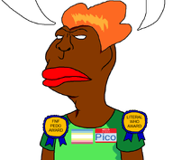 award badge black_skin brown_skin flag:minor_attracted_person green_shirt lips map_(pedophile) meta:namefags mutt_lips no_pupils nose orange_hair pedophile pico pico_(user) red_lips ribbon speech_bubble subvariant:brazilmutt unibrow variant:meximutt white_eyes // 888x818 // 77.0KB