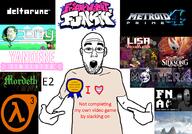 award clothes deltarune five_nights_at_cobson's flag:transgender_pride_flag friday_night_funkin' glasses half-life heart hollow_knight i_love lisa_(game) metroid mordeth mother_4 oddity_(video_game) open_mouth pointing soyjak stubble text the_elder_scrolls the_elder_scrolls_vi transheart tshirt variant:shirtjak video_game yandere // 1000x700 // 539.0KB