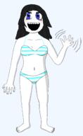 bathing_suit blue_eyes blush clothes coomer_artstyle eyelashes female full_body hair long_hair no_nose open_mouth variant:soytan // 1352x2196 // 141.4KB