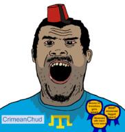 anime asian astrofene_(namefag) awards brown_skin crimea crimean_tatar crimeanchud_(namefag) fez gooner hairy mutt soyjak stinky stubble sweating touhou variant:alicia video_game yellow_teeth // 865x915 // 72.7KB