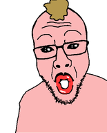 artist:toniylijani brown_hair cutebooru_(user) female ftm looking_at_you oh_my_god_she_is_so_attractive open_mouth pink_skin pooner red_lips soyjak stubble tranny troon variant:blakjak // 375x465 // 6.8KB