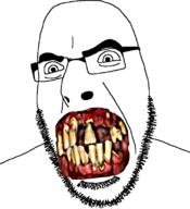angry glasses missing_teeth soyjak stubble variant:cobson yellow_teeth you_were_one_i_ker // 721x789 // 220.8KB
