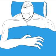 animated arm blanket blue buff closed_eyes glasses hand pillow sleeping smile soyjak stubble subvariant:wholesome_soyjak swolesome text variant:gapejak // 824x800 // 1.8MB