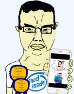 asian award aznidentity_(reddit) bwc clothes glasses hair hapa holding_object incel intel iphone meme nigger phone reddit ricecel showing_phone text tshirt variant:chudjak variant:wojak white_shirt white_teeth wmaf yellow_skin // 1451x1828 // 714.6KB