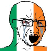 angry bloodshot_eyes country crying flag flag:ireland glasses ireland open_mouth soyjak stubble variant:soyak // 785x731 // 128.4KB