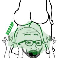 arm back beard brap excited fart glasses hand hands_up open_mouth soyjak stinky text variant:excited_soyjak // 800x800 // 215.5KB