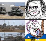 2soyjaks bloodshot_eyes clothes cope_cage crying glasses hair hanging irl israel kike mustache oink open_mouth rope russo_ukrainian_war smile smug soyjak stubble text tranny ukraine variant:bernd variant:soyak // 1365x1218 // 2.2MB