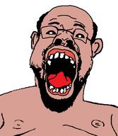 amerimutt balding beard black_sclera brown_skin ear glasses hair open_mouth soyjak variant:nigjak // 346x398 // 9.1KB
