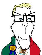 aryan blue_eyes chad closed_mouth countrywar flag flag:mexico hetero mexico most_unbothered_hetero_award series:mexico_is_white smile stubble subvariant:euroaryan subvariant:euromutt unbothered variant:markiplier_soyjak white yellow_hair // 490x637 // 42.8KB